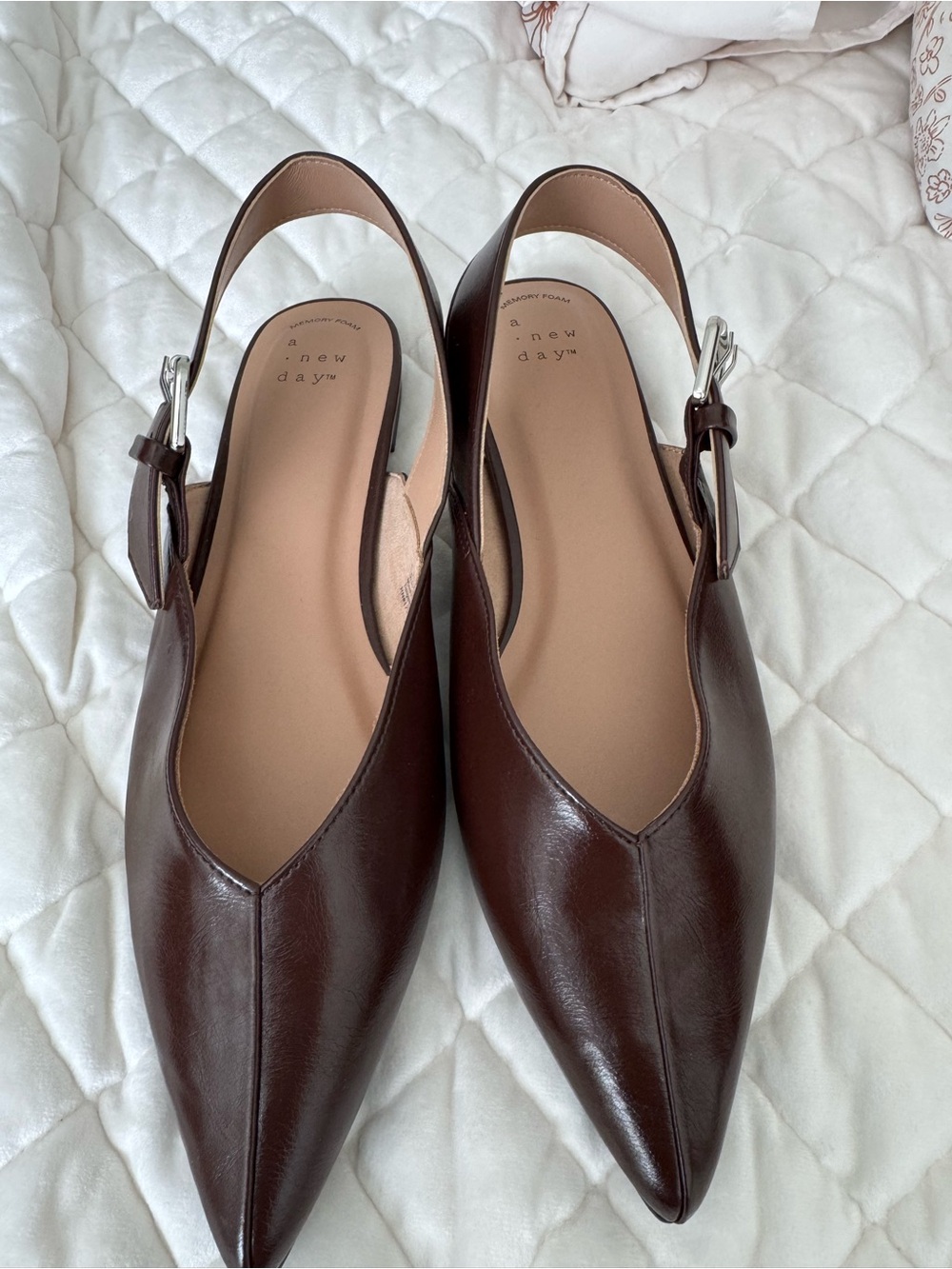 a new day Dark Brown Pointed Slingback Flats